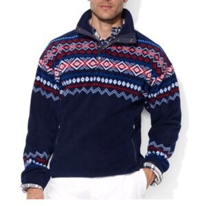 Polo by Ralph Lauren Fair Isle Fleece Pullover 1/4 Zip Size: Medium